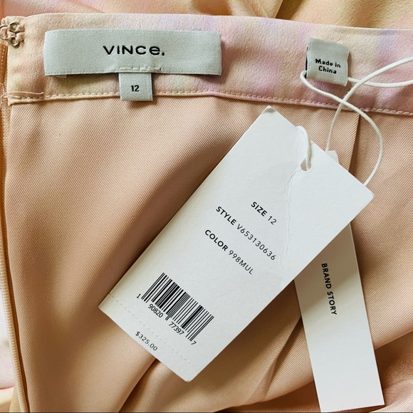 VINCE Rainbow Wash Drape Asymmetric Midi Skirt pastel pink slip skirt - Picture 15 of 16